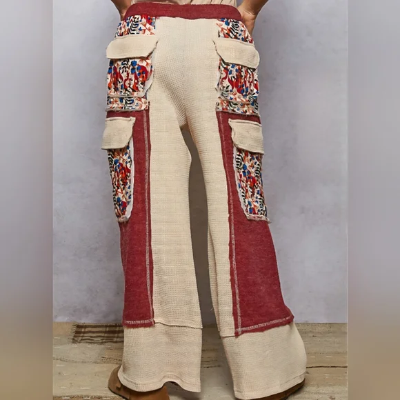 Pxxx NWT POL Designed In Pants Relaxed Thermal Quilted Floral Wide Leg Sm Md Lg - Picture 3 of 13